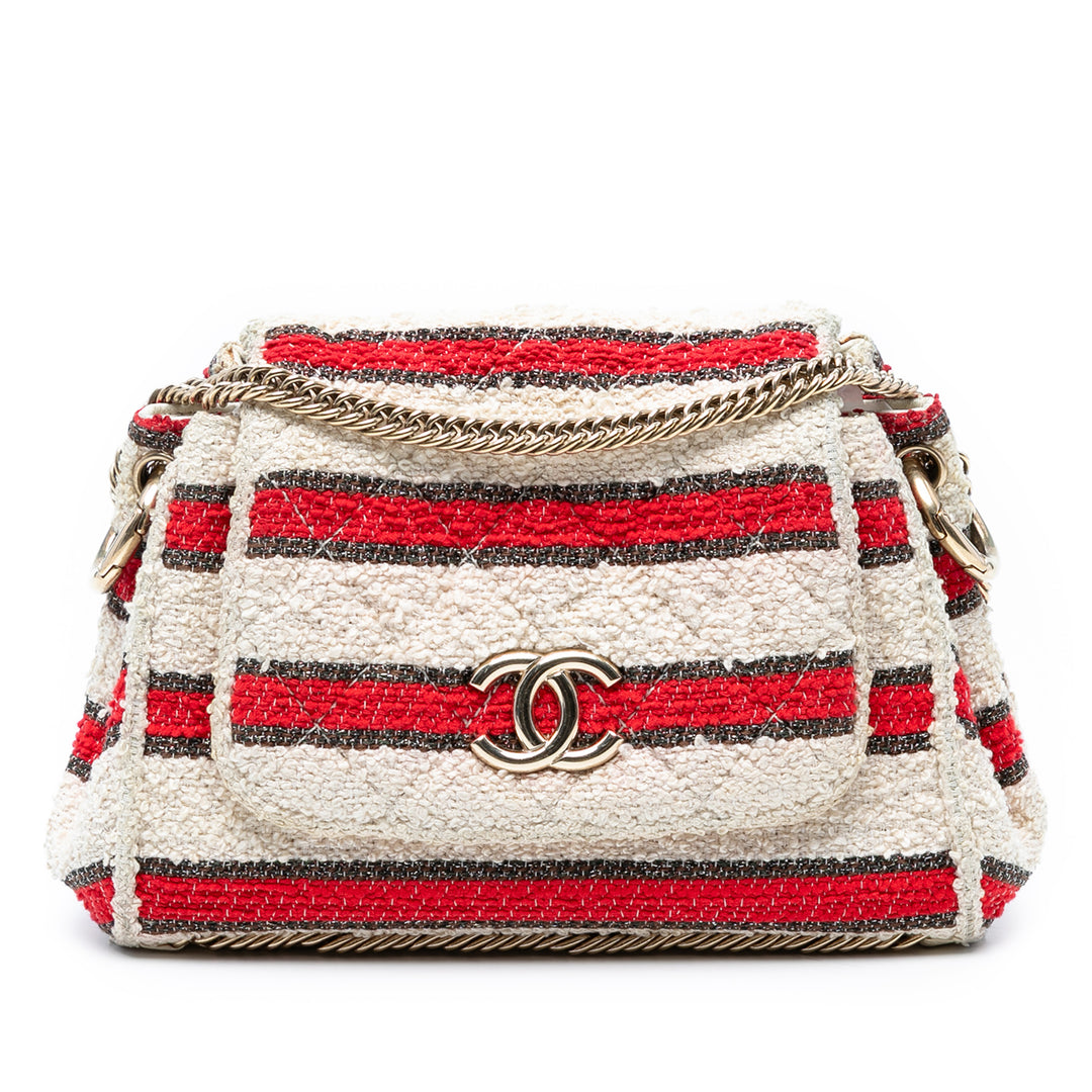 Chanel CC Quilted Tweed Striped Simple rabat Blanc – GABY PARIS Authentique
