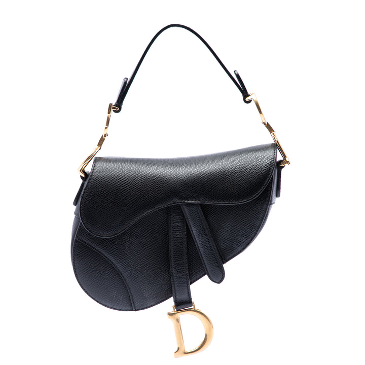 Dior Sac à main grainé Saddle Mini Cuir de veau grainé Noir – vue principale – GABY PARIS