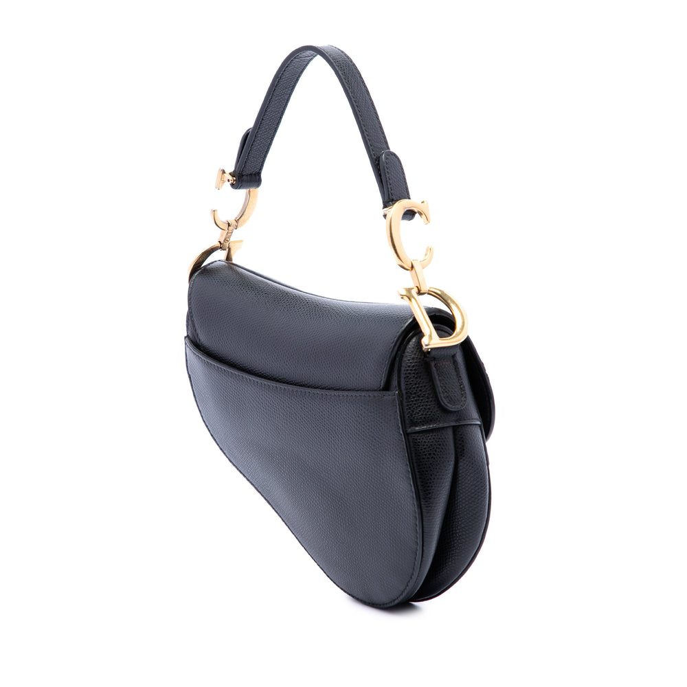 Dior Sac à main grainé Saddle Mini Cuir de veau grainé Noir – vue 2 – GABY PARIS