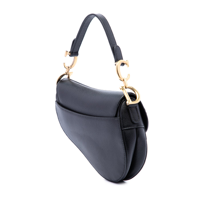 Dior Sac à main grainé Saddle Mini Cuir de veau grainé Noir – vue 2 – GABY PARIS