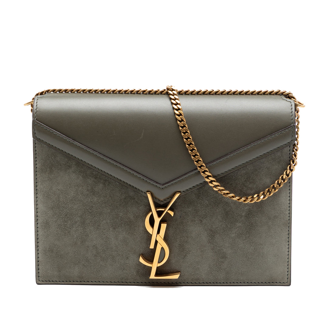 Saint Laurent Daim et Cuir de veau Monogram Cassandra Clasp Sac