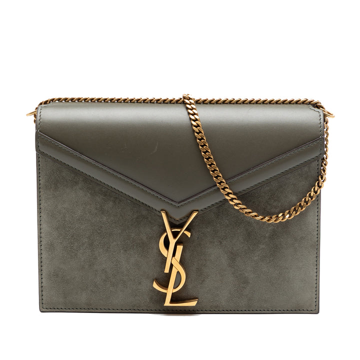 Saint Laurent Daim et Cuir de veau Monogram Cassandra Clasp Sac