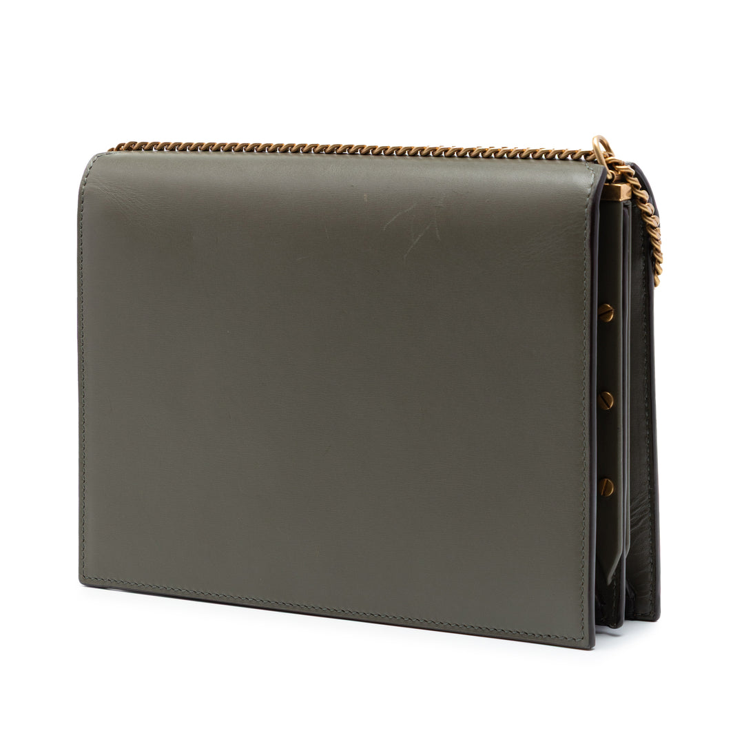 Saint Laurent Daim et Cuir de veau Monogram Cassandra Clasp Sac