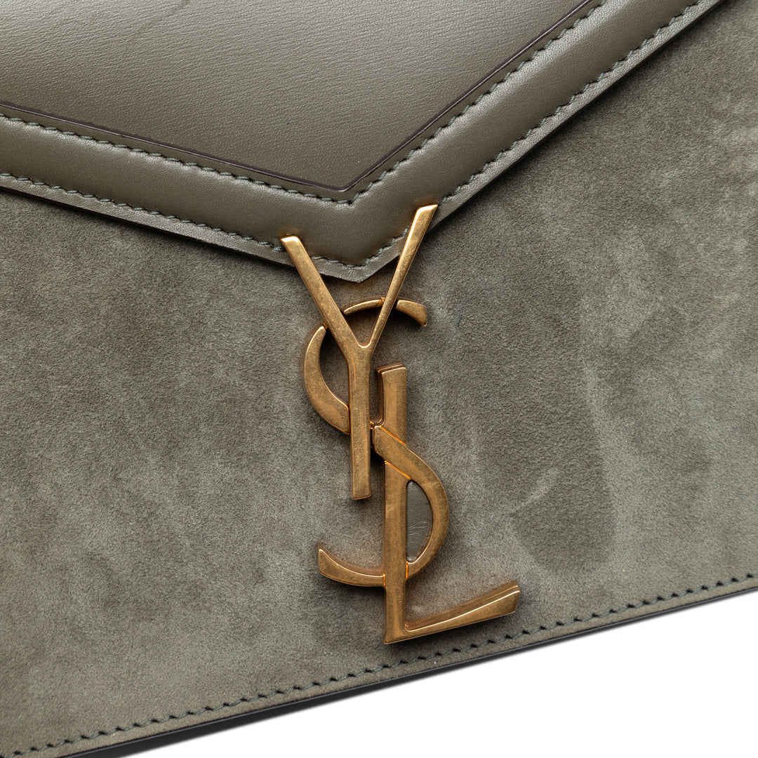 Saint Laurent Daim et Cuir de veau Monogram Cassandra Clasp Sac