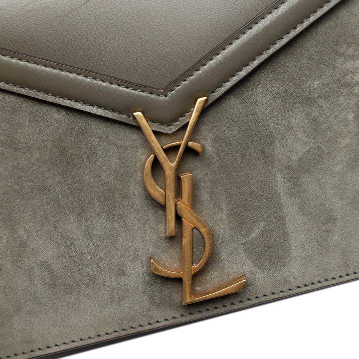 Saint Laurent Daim et Cuir de veau Monogram Cassandra Clasp Sac