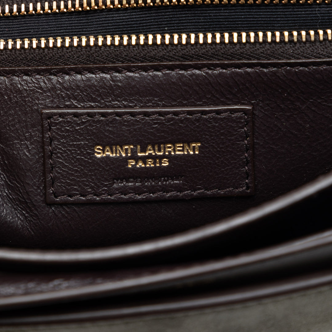 Saint Laurent Daim et Cuir de veau Monogram Cassandra Clasp Sac