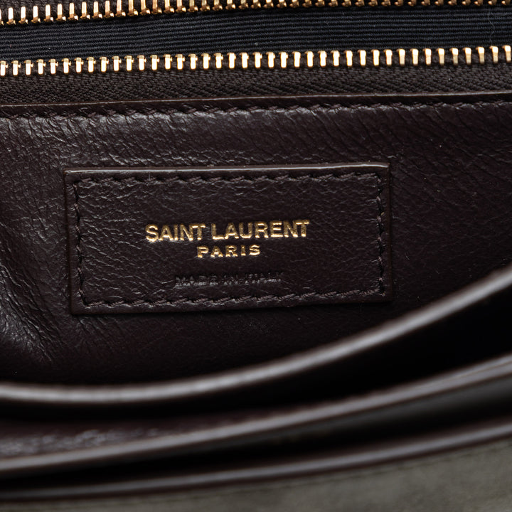 Saint Laurent Daim et Cuir de veau Monogram Cassandra Clasp Sac