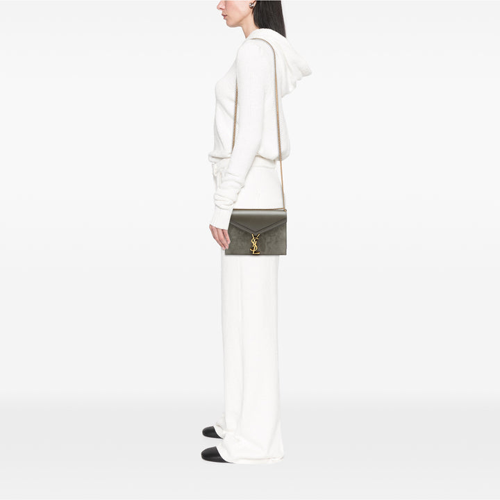 Saint Laurent Daim et Cuir de veau Monogram Cassandra Clasp Sac