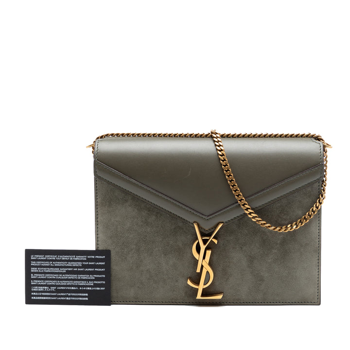 Saint Laurent Daim et Cuir de veau Monogram Cassandra Clasp Sac