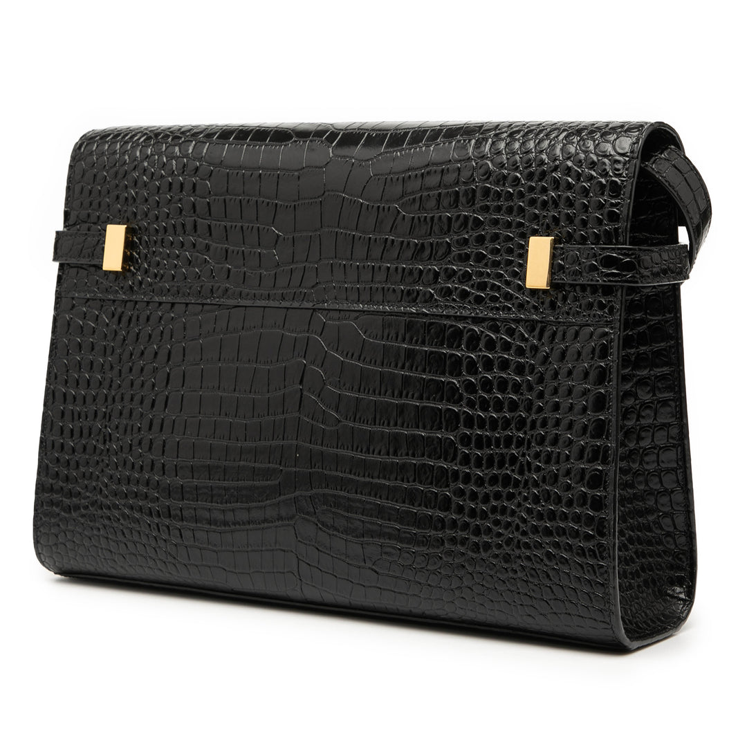 Saint Laurent Medium Shiny Croc Embossed Manhattan Sac bandoulière Noir – GABY PARIS Authentique