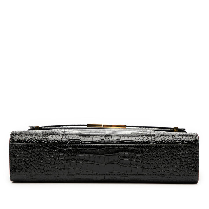 Saint Laurent Medium Shiny Croc Embossed Manhattan Sac bandoulière Noir – GABY PARIS Authentique