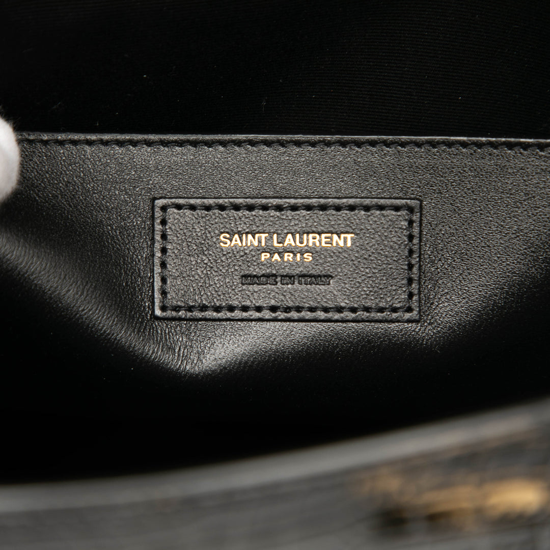 Saint Laurent Medium Shiny Croc Embossed Manhattan Sac bandoulière Noir – GABY PARIS Authentique