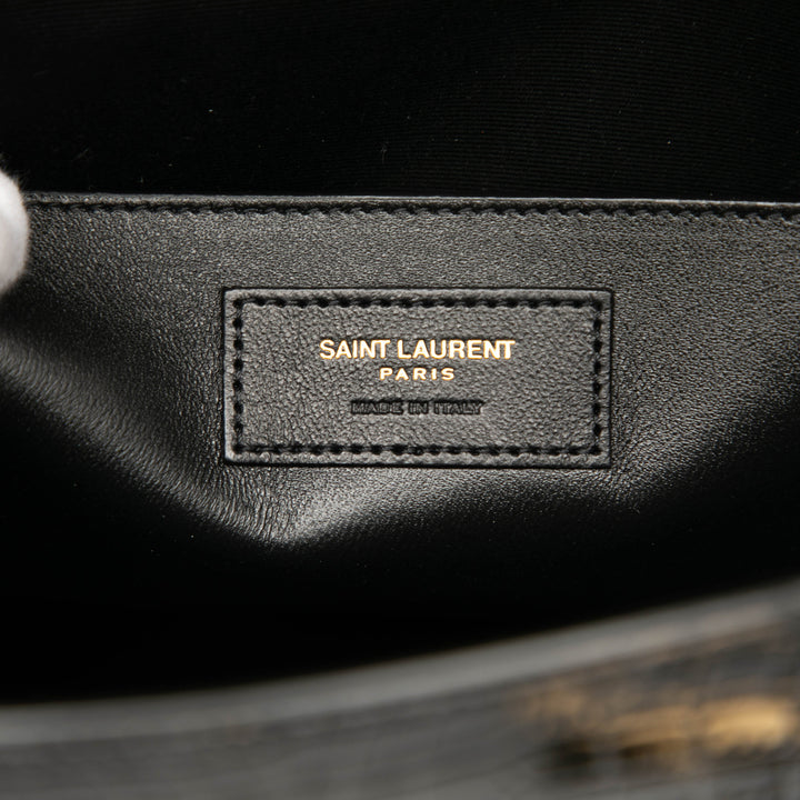 Saint Laurent Medium Shiny Croc Embossed Manhattan Sac bandoulière Noir – GABY PARIS Authentique