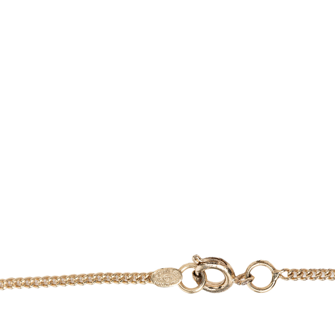 CC plaqué Strass Heart Lock And Key Pendant Collier Doré