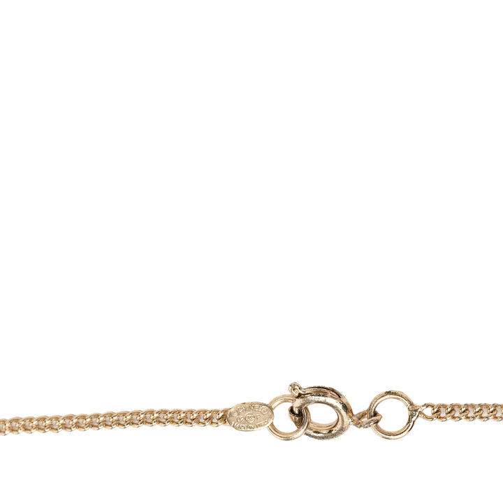 CC plaqué Strass Heart Lock And Key Pendant Collier Doré