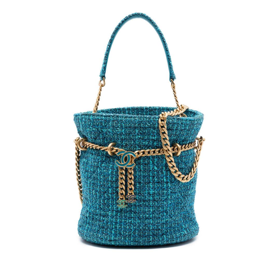 Chanel Tweed Pending CC anse supérieure Bucket Sac