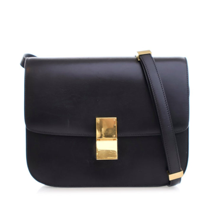 Medium Calfskin Classic Box Black - Gaby Paris