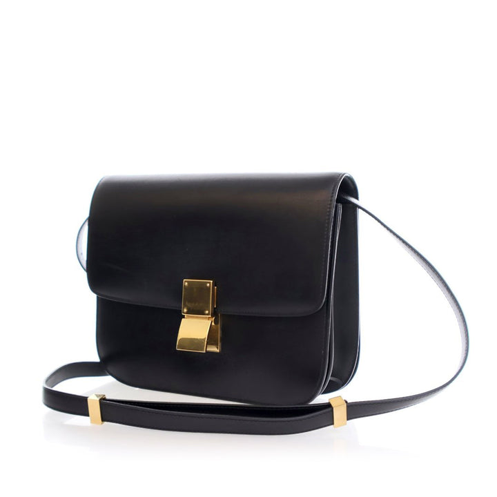 Medium Calfskin Classic Box Black - Gaby Paris