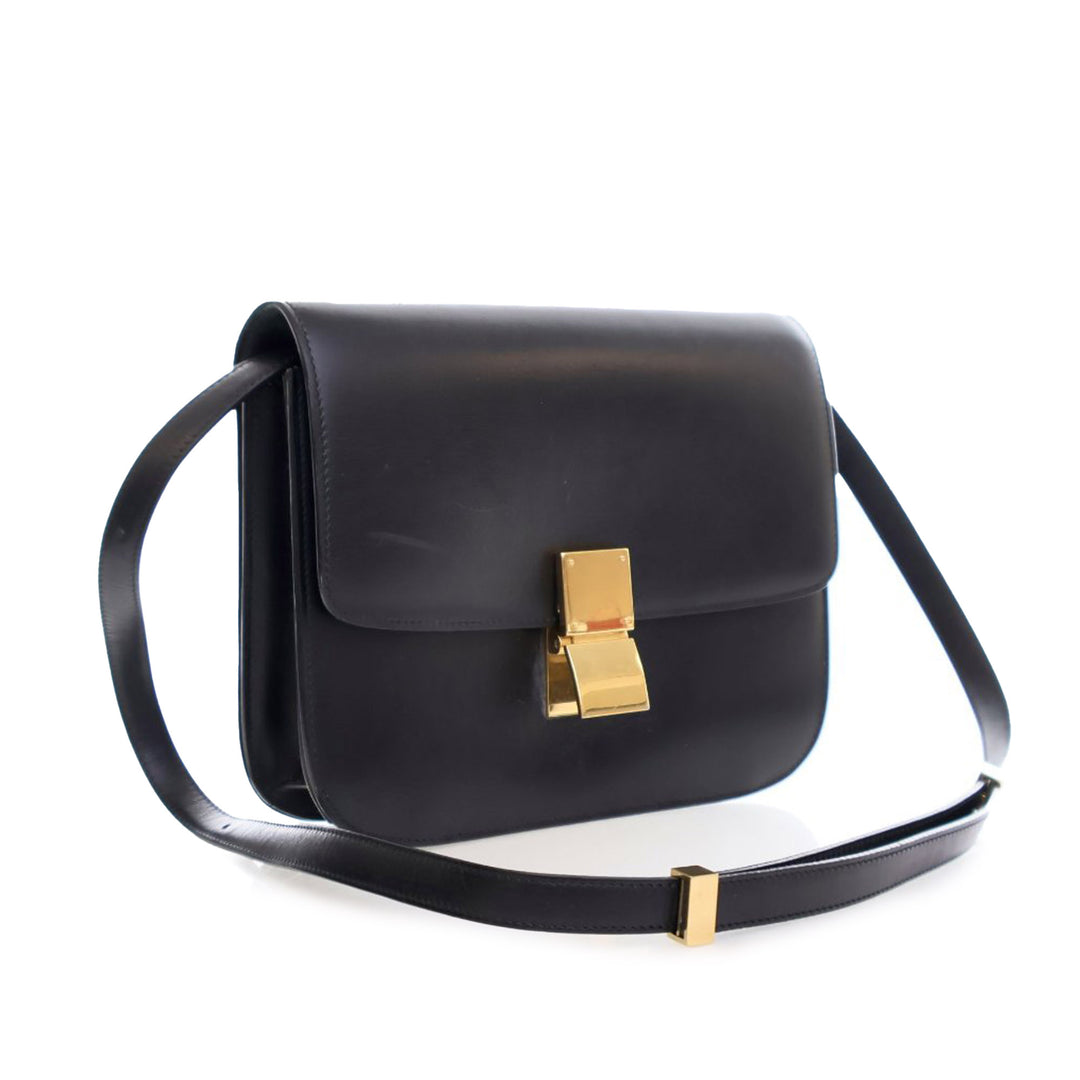 Medium Calfskin Classic Box Black - Gaby Paris