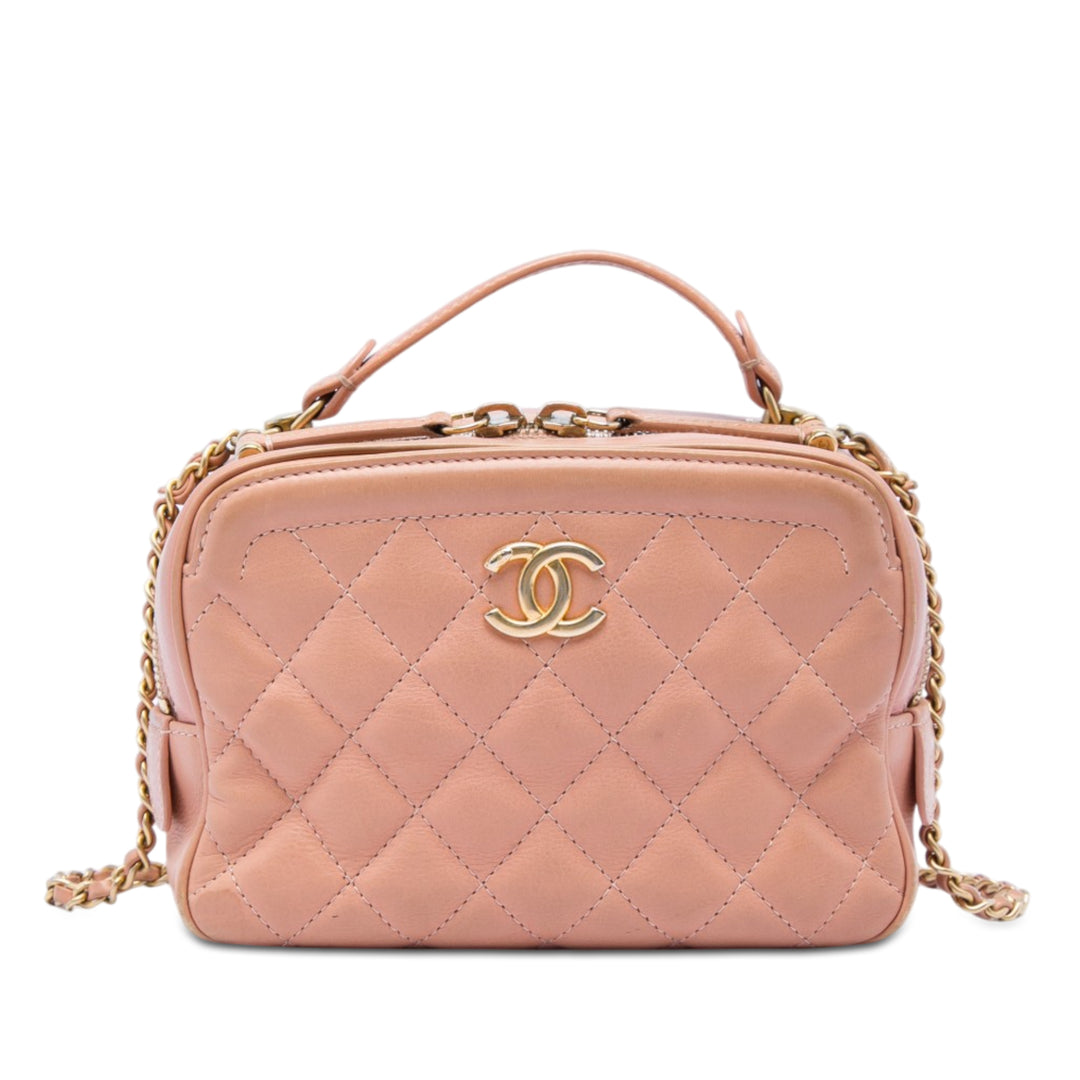 Chanel CC Matelassé Vanity avec chaîne Petit Cuir de veau