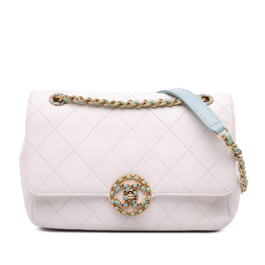 CC Quilted Calfskin Single Flap White - Gaby Paris