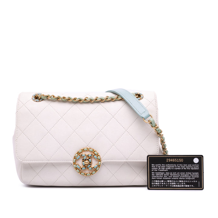 CC Quilted Calfskin Single Flap White - Gaby Paris