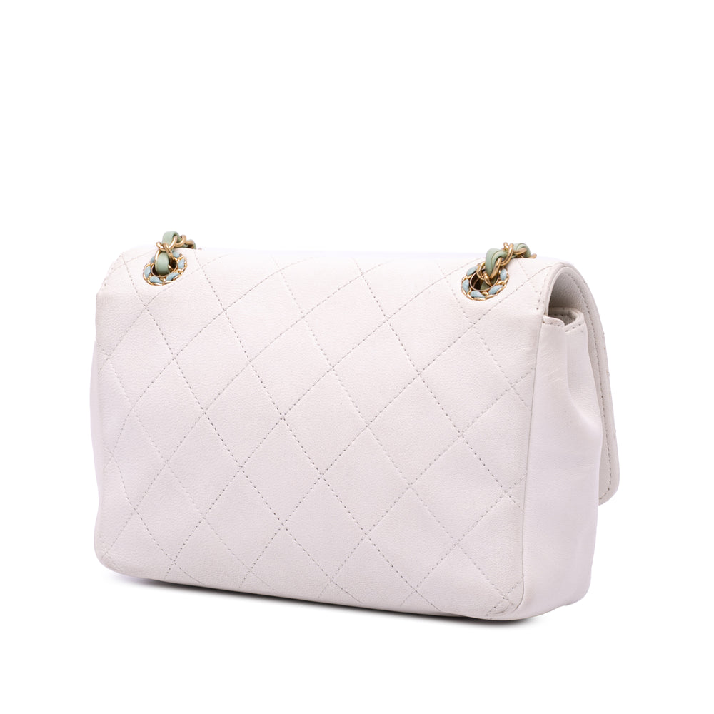 CC Quilted Calfskin Single Flap White - Gaby Paris