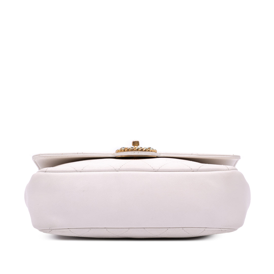 CC Quilted Calfskin Single Flap White - Gaby Paris