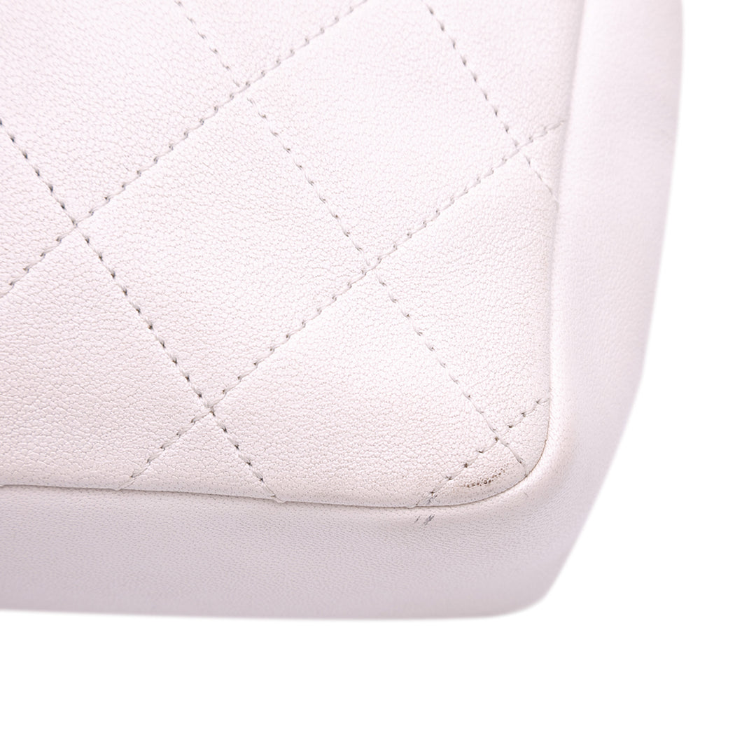 CC Quilted Calfskin Single Flap White - Gaby Paris