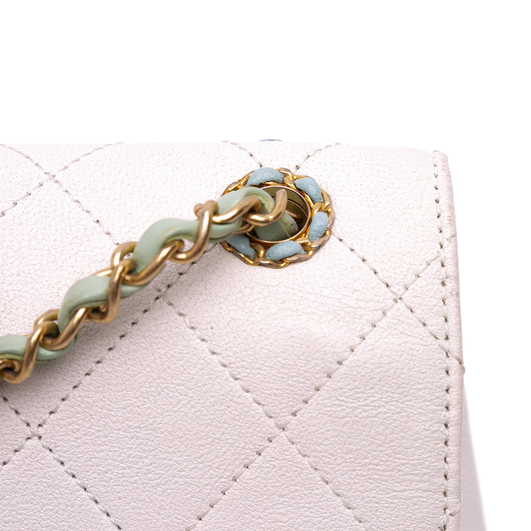 CC Quilted Calfskin Single Flap White - Gaby Paris