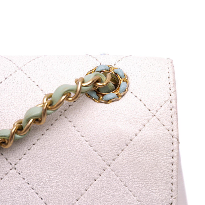 CC Quilted Calfskin Single Flap White - Gaby Paris