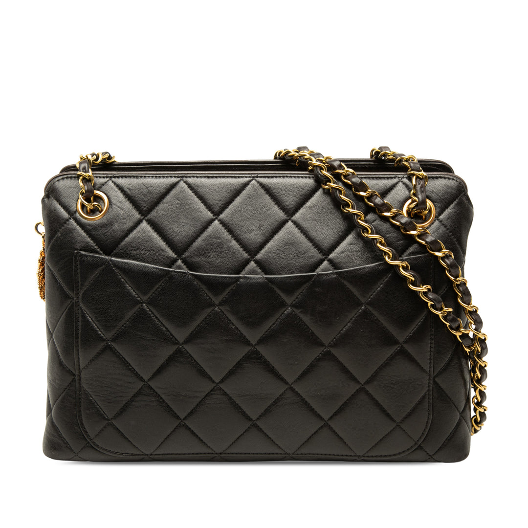 CC Matelassé Sac Cuir d'agneau Noir