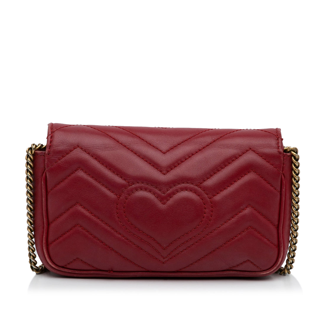 Gucci Mini GG Marmont Matelasse Cuir Flap Sac porté croisé Rouge