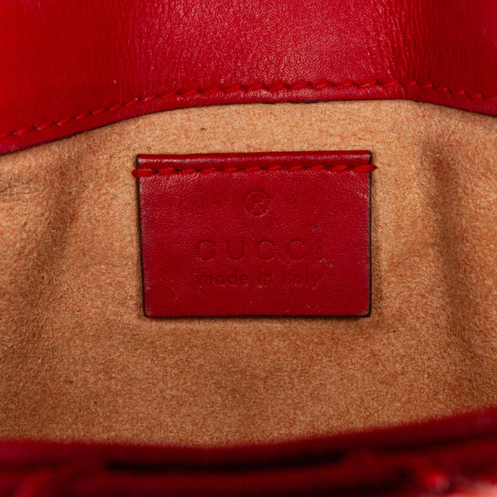 Gucci Mini GG Marmont Matelasse Cuir Flap Sac porté croisé Rouge