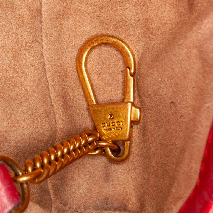 Gucci Mini GG Marmont Matelasse Cuir Flap Sac porté croisé Rouge