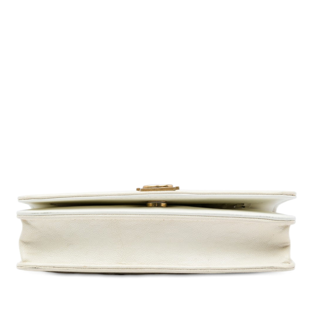 Matelassé Boy Wallet on Chain Cuir caviar Blanc