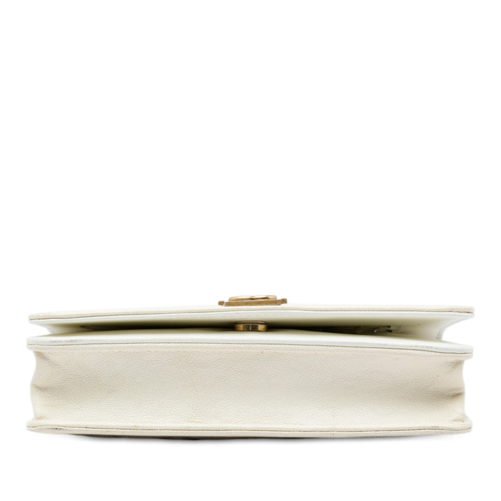 Matelassé Boy Wallet on Chain Cuir caviar Blanc
