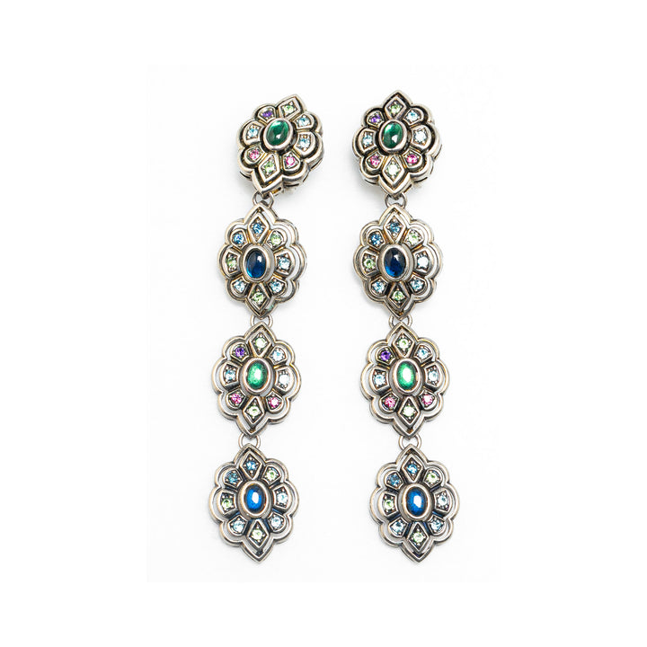 Crystal and Palladium Plated Drop Clip-On Earrings Silver - Gaby Paris