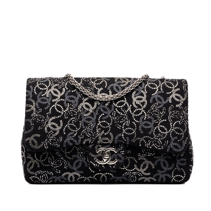 Chanel Paris Shanghai Strass Orné Pudong Double rabat Jumbo Tweed Noir – vue principale – GABY PARIS