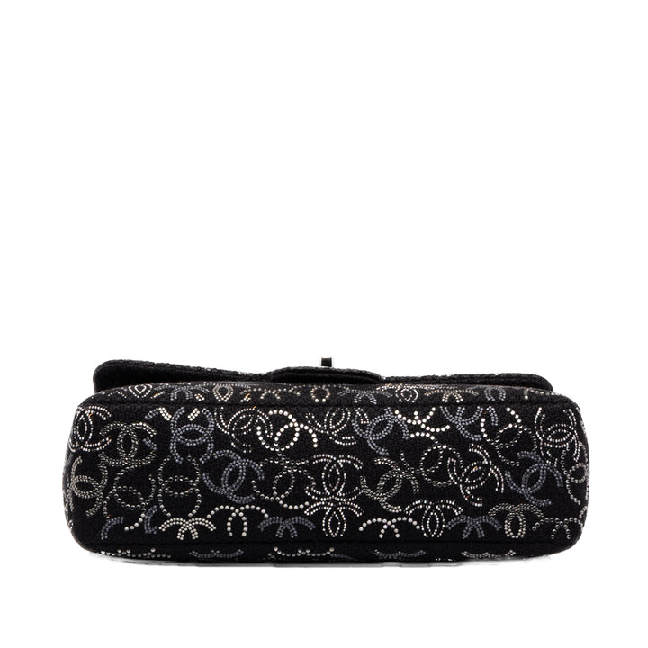Chanel Paris Shanghai Strass Orné Pudong Double rabat Jumbo Tweed Noir – vue 3 – GABY PARIS