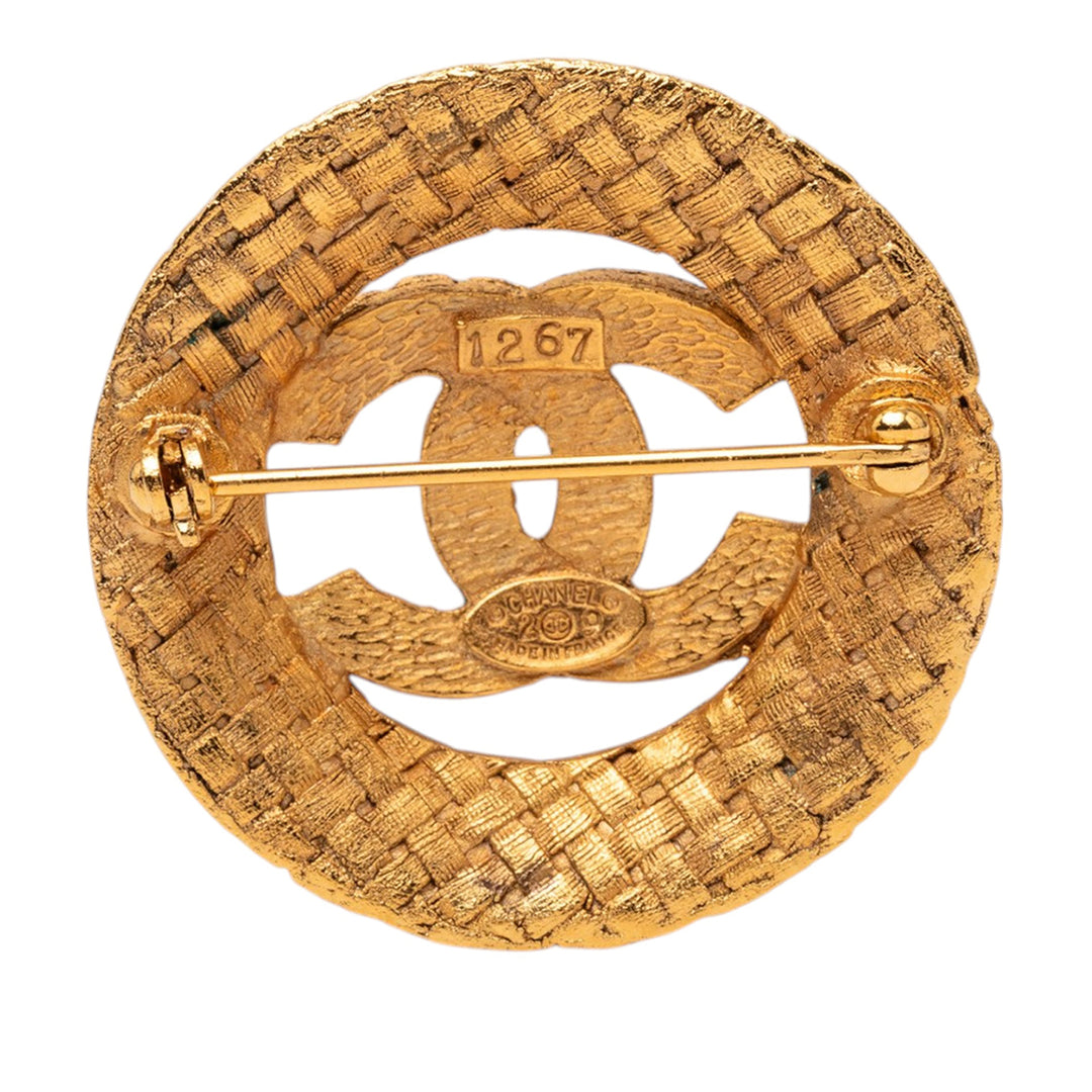 Chanel CC plaqué Woven Rond Broche