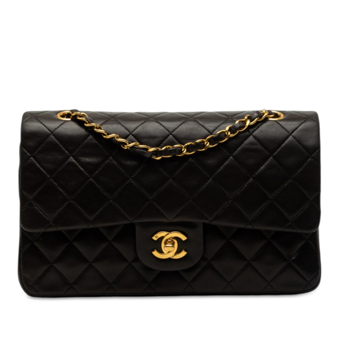 Classic Double rabat Moyen Cuir d'agneau Noir