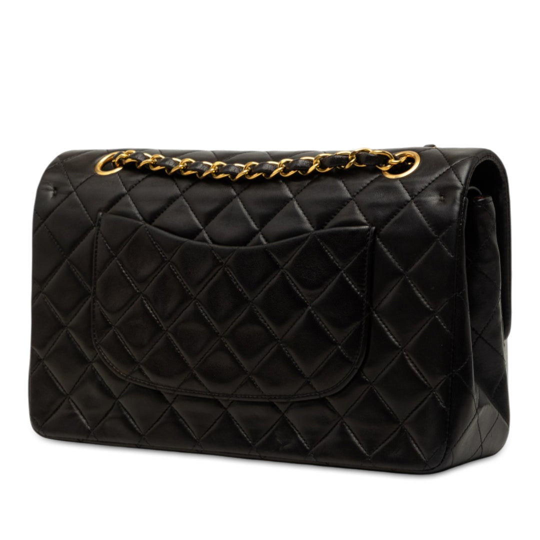 Classic Double rabat Moyen Cuir d'agneau Noir