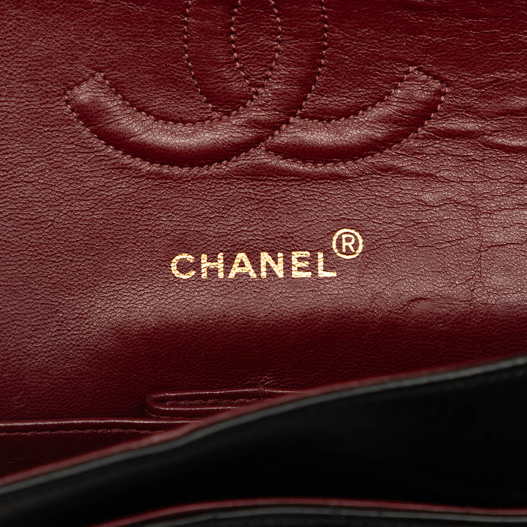 Classic Double rabat Moyen Cuir d'agneau Noir