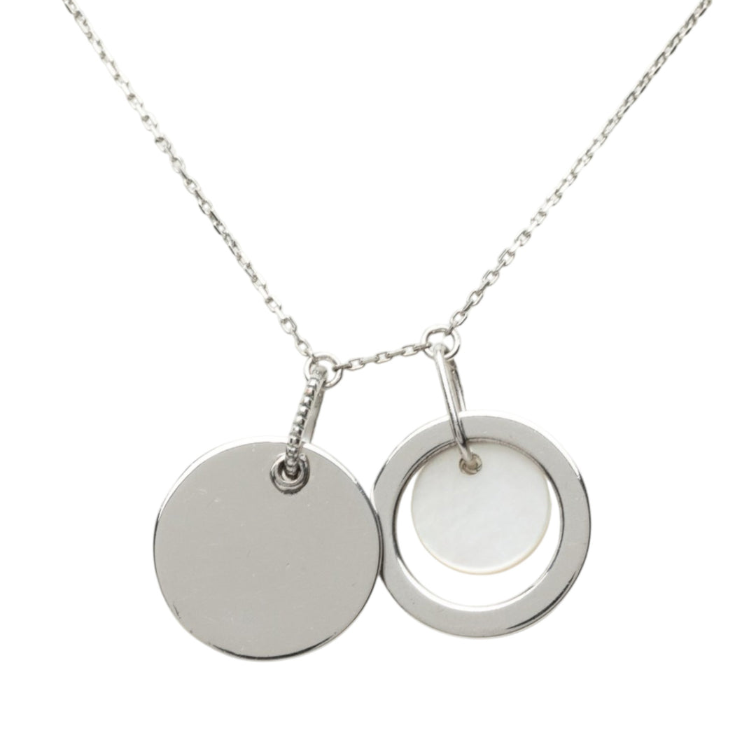 Dior Brass et Strass Double Pendant Charm Collier Argenté