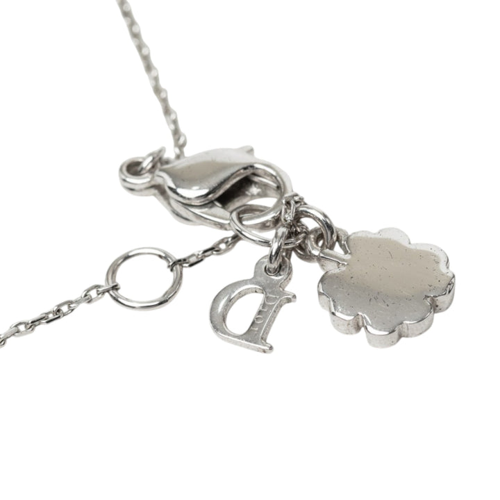 Dior Brass et Strass Double Pendant Charm Collier Argenté