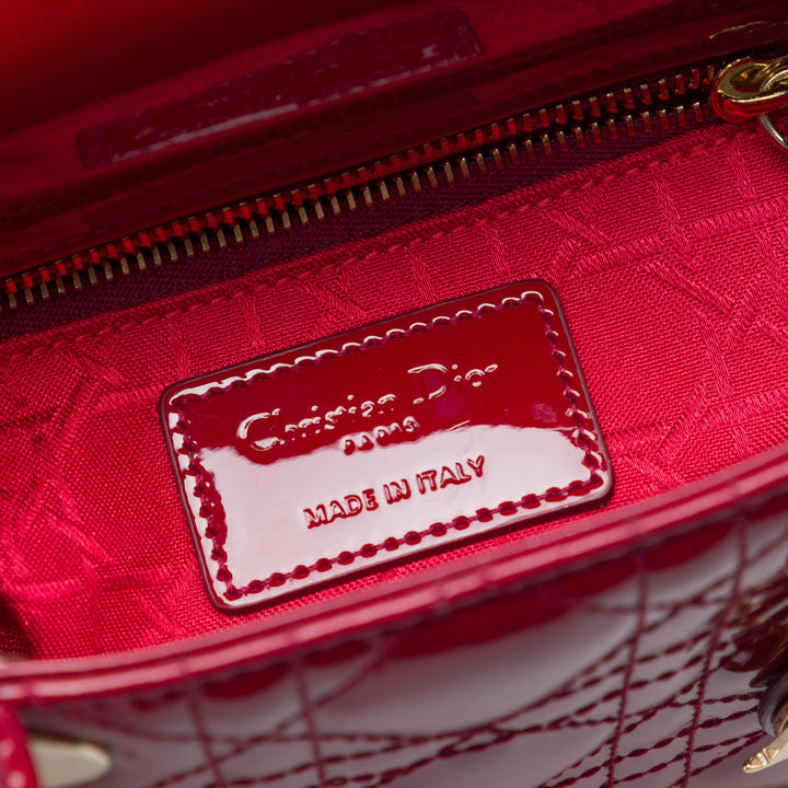 Dior Mini Cuir verni Cannage Lady Dior