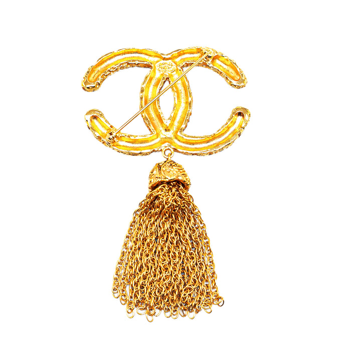 Gold Plated CC Fringe Brooch Gold - Gaby Paris