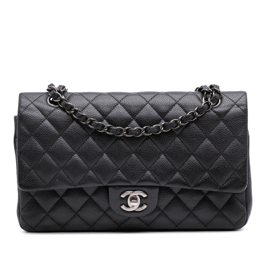 Medium Classic Caviar Double Flap Black - Gaby Paris