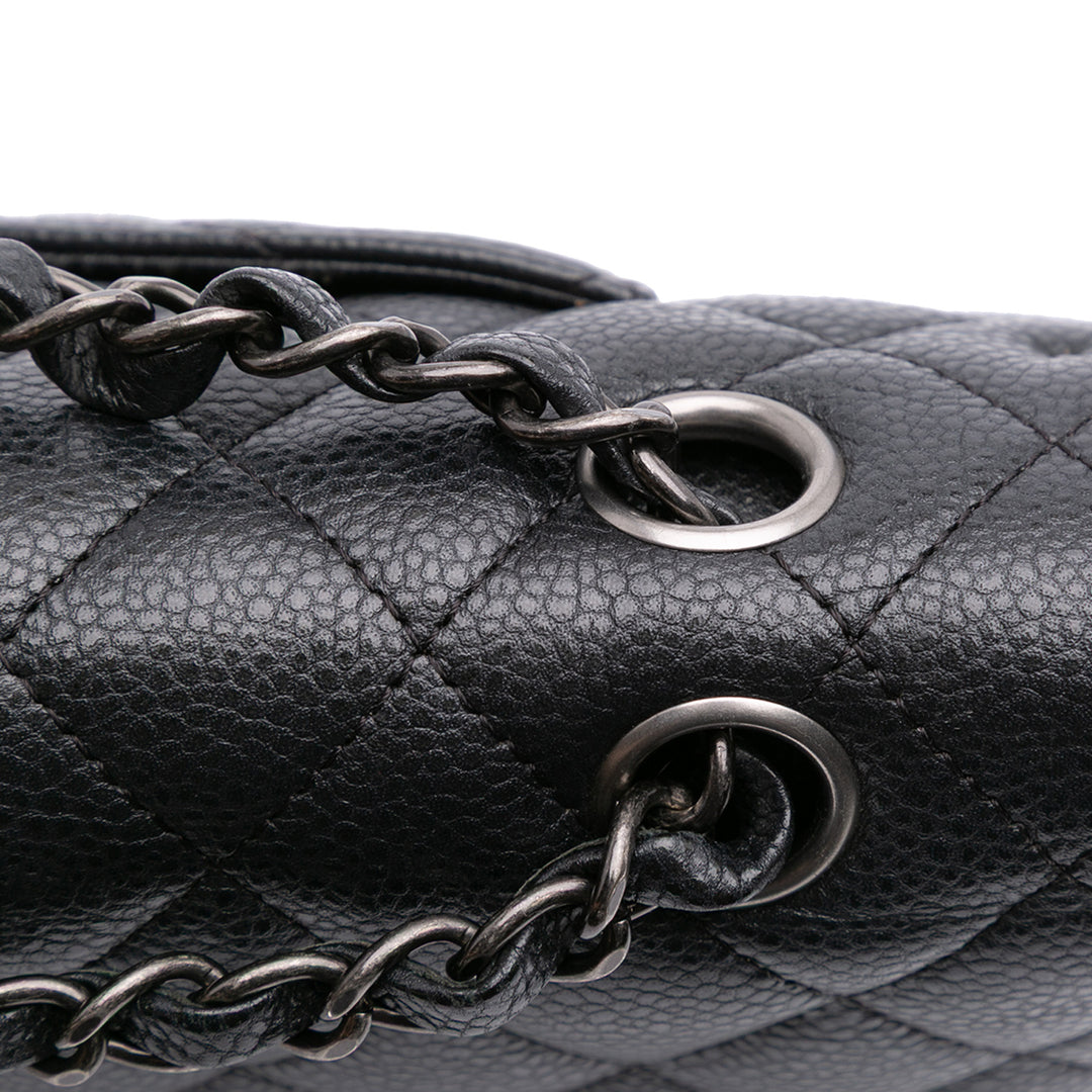Medium Classic Caviar Double Flap Black - Gaby Paris